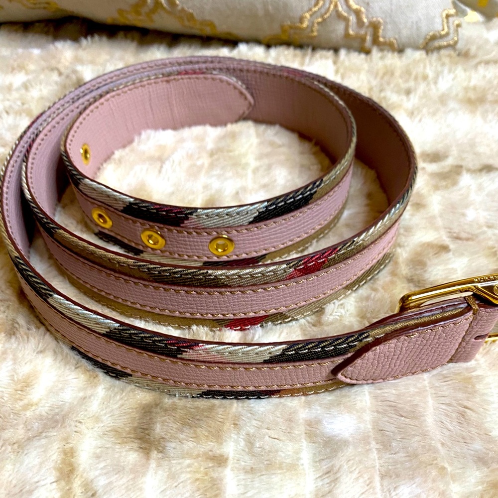 Burberry check reversible belt in pink and nova